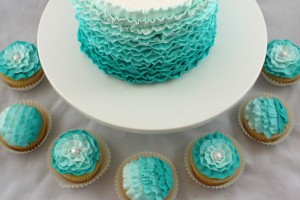 Cake make  Shades Buttercream   in Ruffles My Video of buttercream how ombre to ruffles Teal School