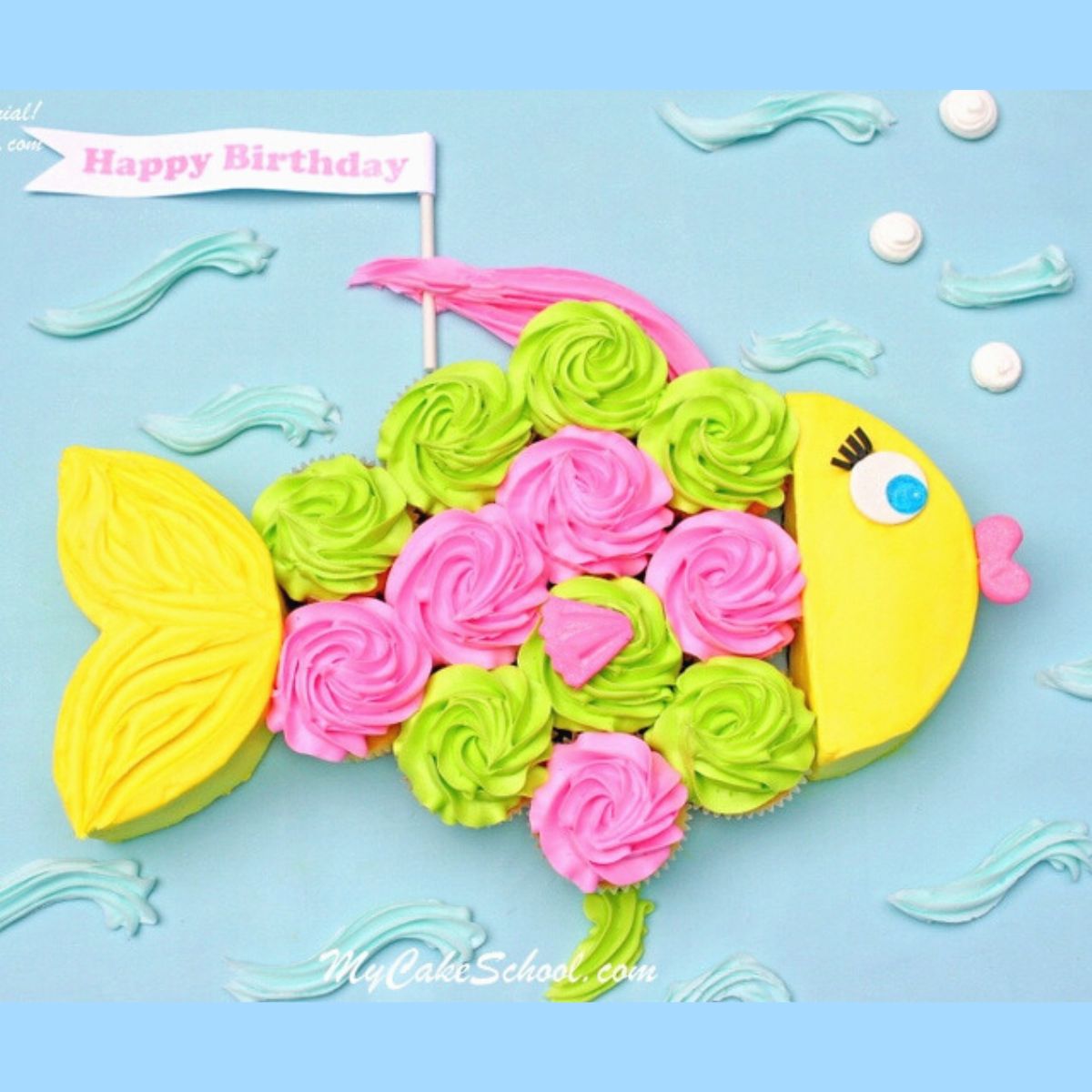 Swimming School of Colorful Mini Fish Iron On Design