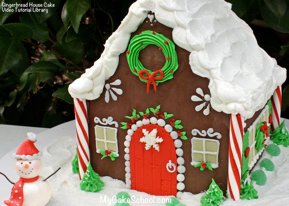 Gingerbread House Cake Video tutorial by My Cake School My Cake School