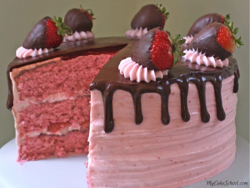 Chocolate Covered Strawberry Cake My Cake School 0673