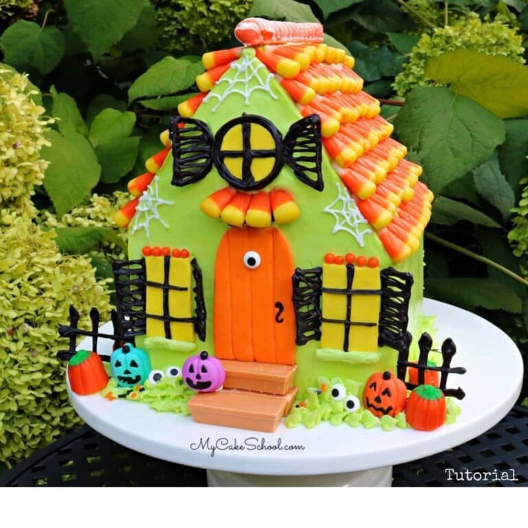 Haunted House Cake on Cake Pedestal.