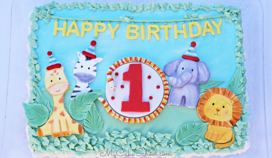 animal print birthday sheet cakes