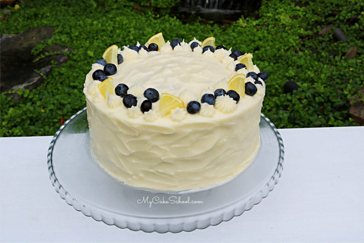 Blueberry Cake With Lemon Cream Cheese Frosting My Cake School 5158