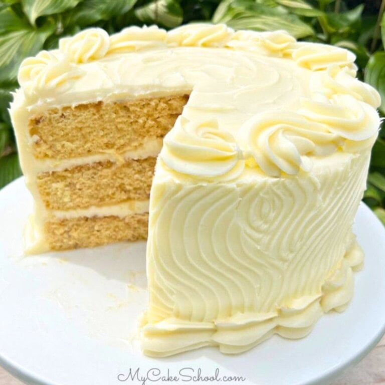 Maple Pecan Layer Cake from cake mix, sliced.