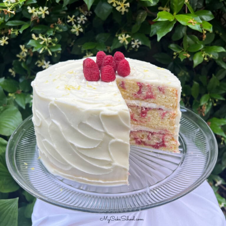 Lemon Raspberry Swirl Cake