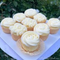 Coconut Cupcakes on a platter.