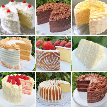 Photo grid of favorite cake recipes for Father's Day.