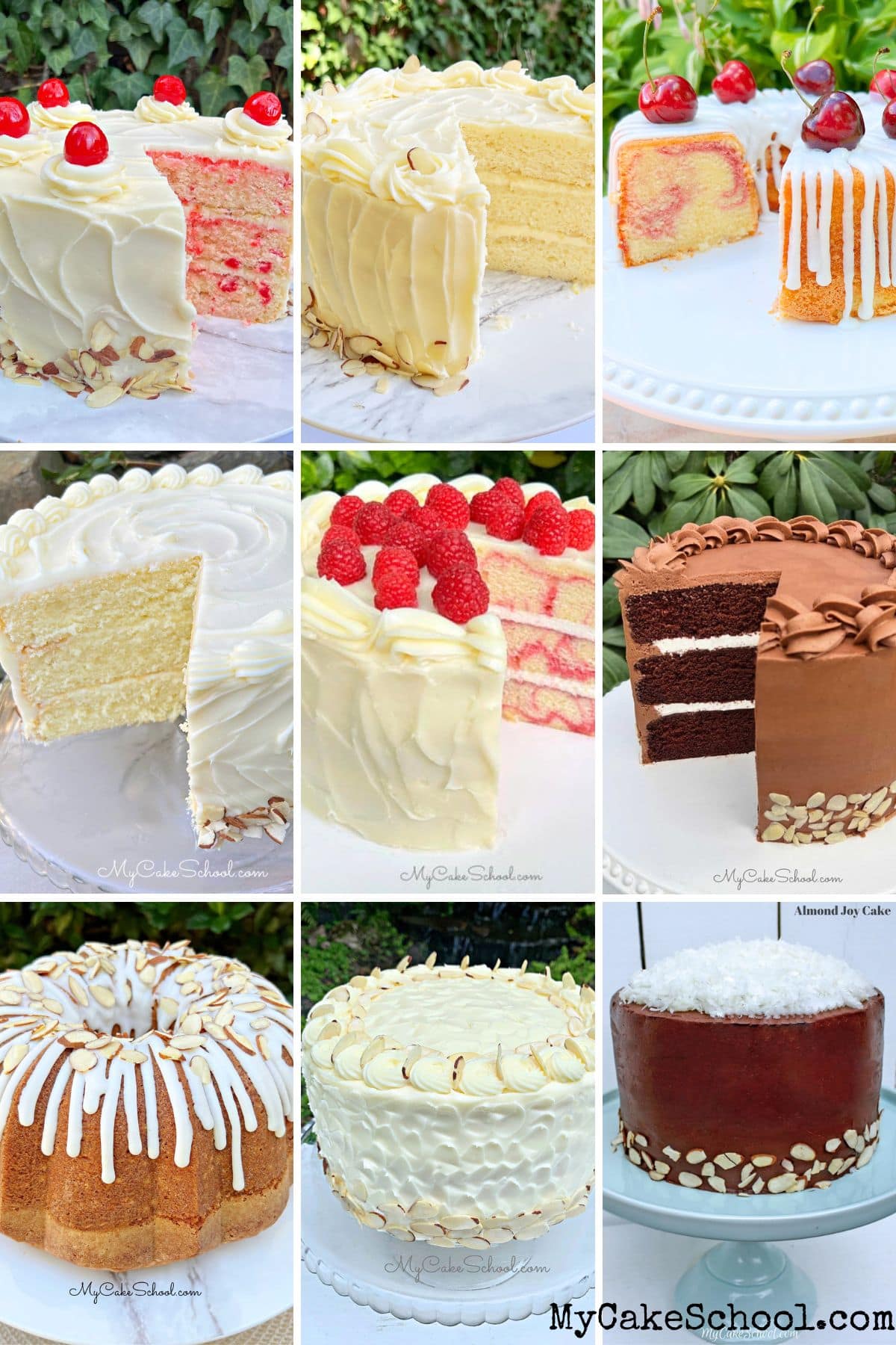 Photo grid of Almond Cake Recipes.