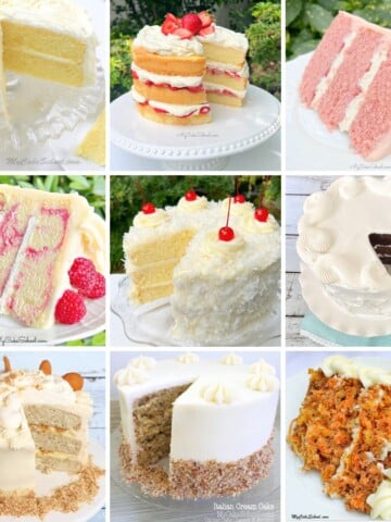 Photo grid of favorite layer cakes.