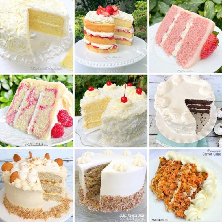 Photo grid of favorite layer cakes.