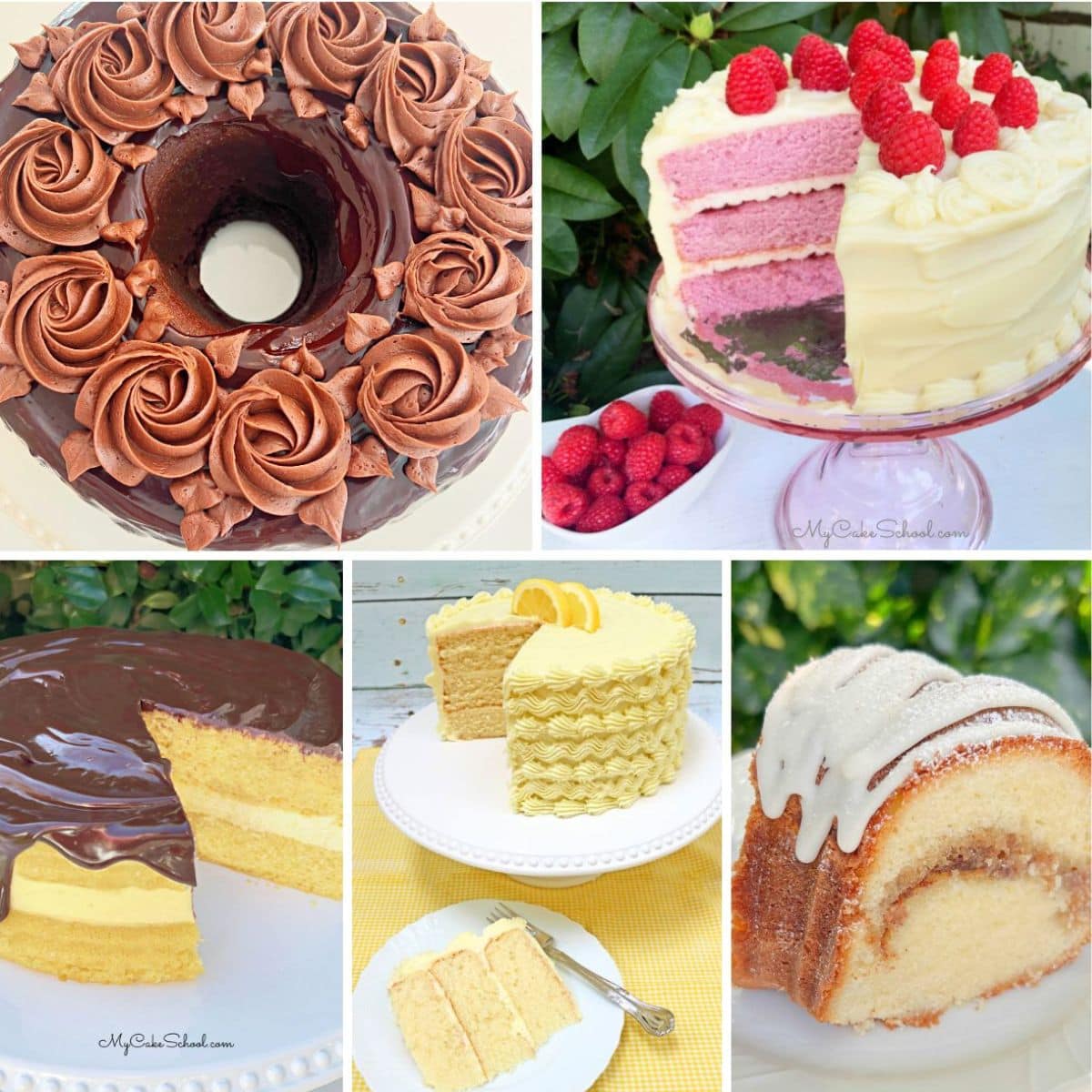 Photo grid of sour cream cakes.