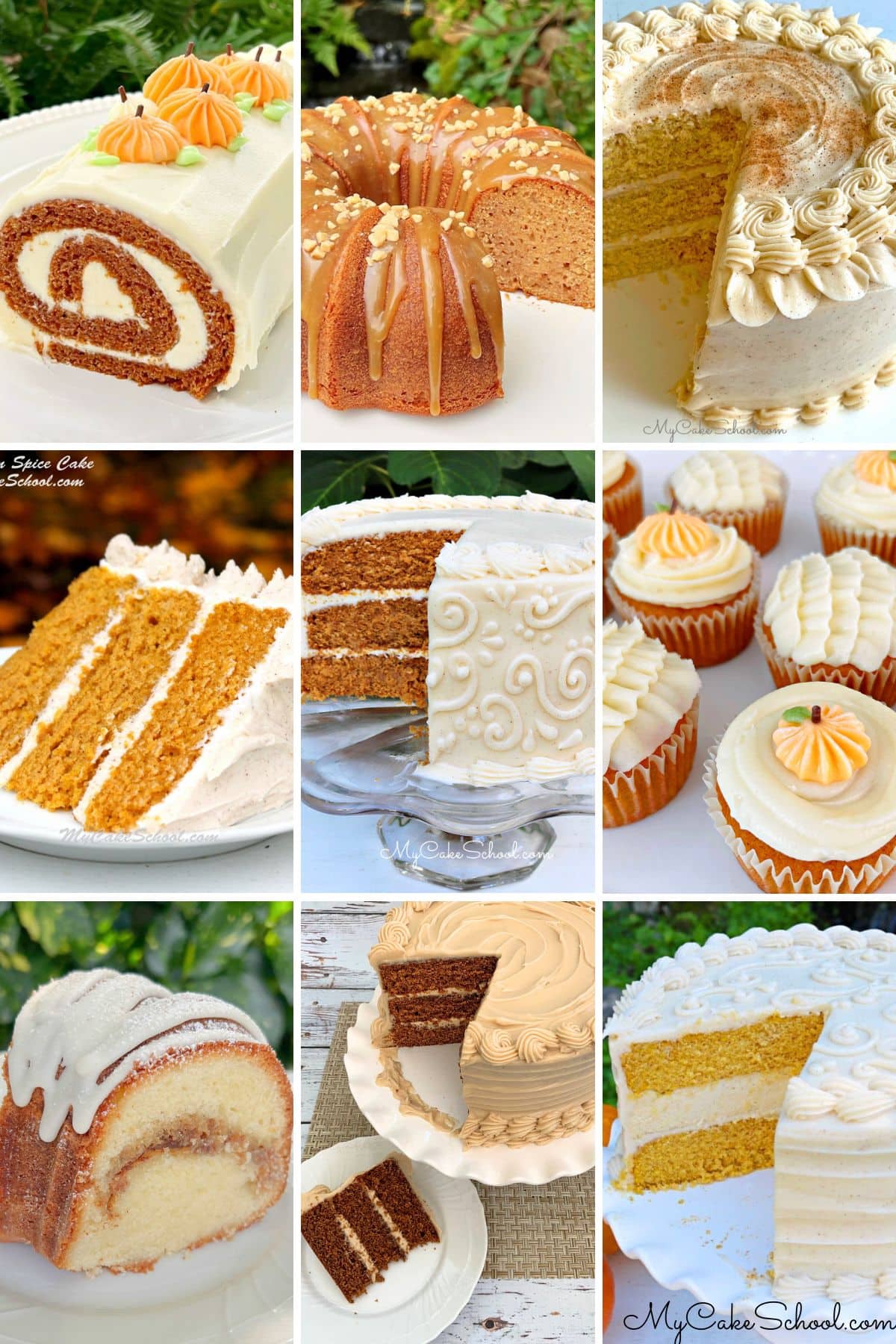 Photo grid of spice cakes.