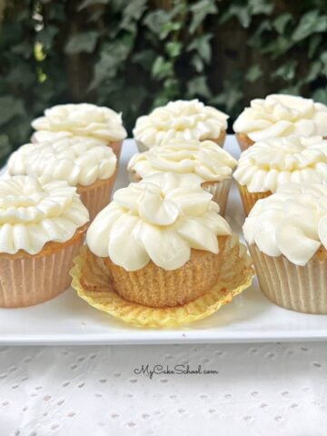 Spice Cupcakes on a cake platter.