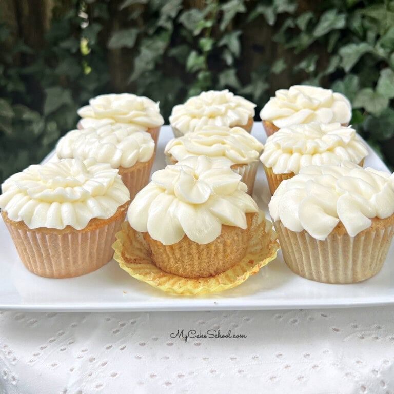 Spice Cupcakes on a cake platter.