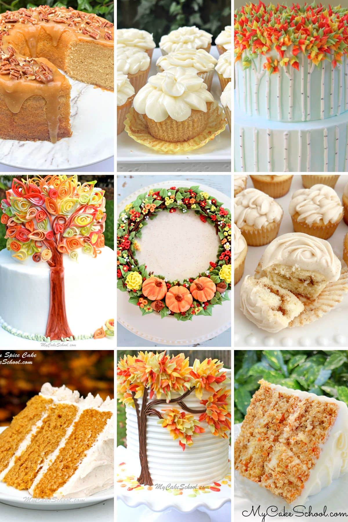 Fall Birthday Cakes, photo grid.