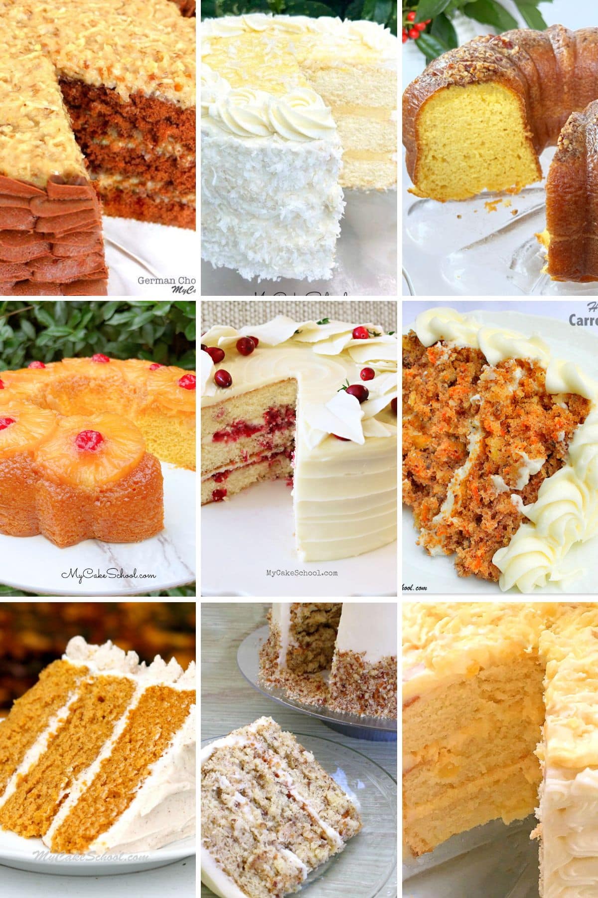 Classic Thanksgiving Cake recipes photo grid.