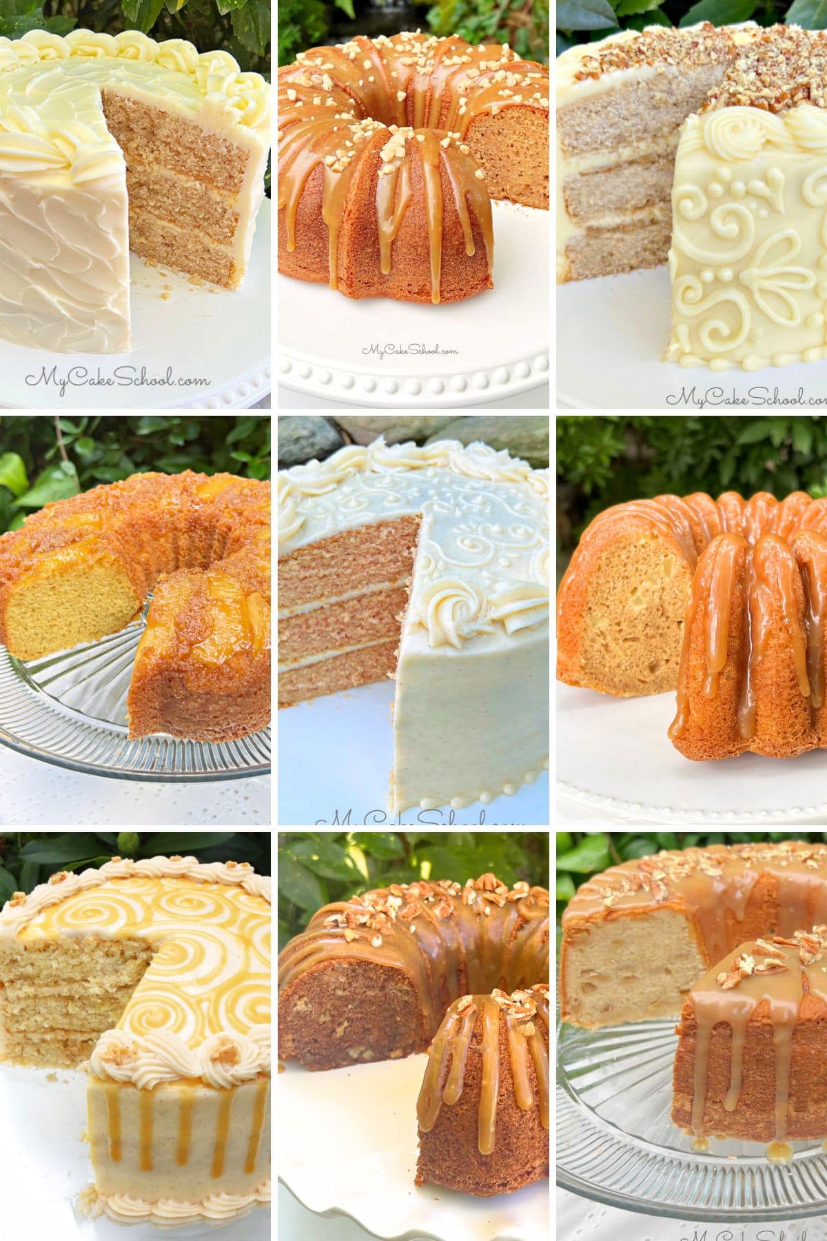 Photo grid of Apple Cakes.