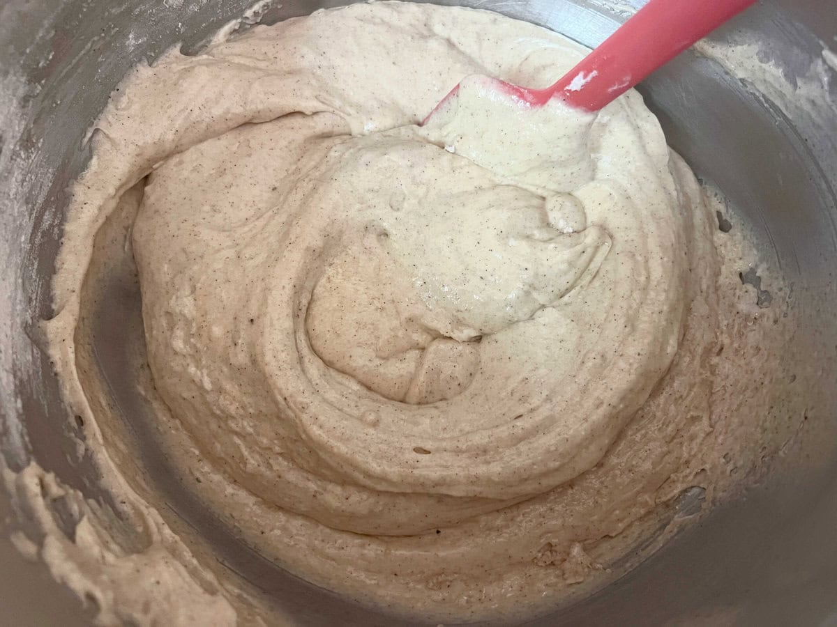 Chai Cake Batter in a mixing bowl.