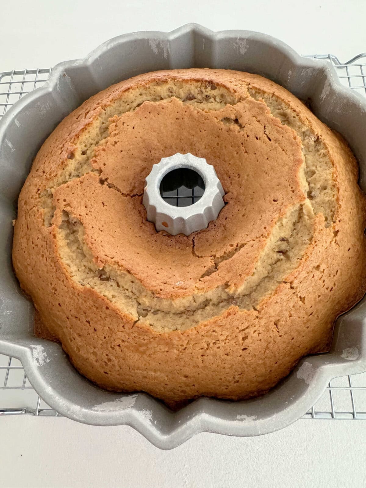 Praline Pound Cake, cooling on rack.