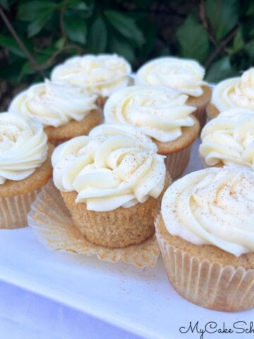 Eggnog Cupcakes on a platter.