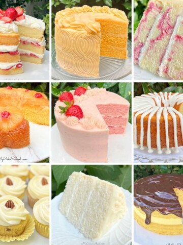 Photo grid of favorite cake recipes from 2024.