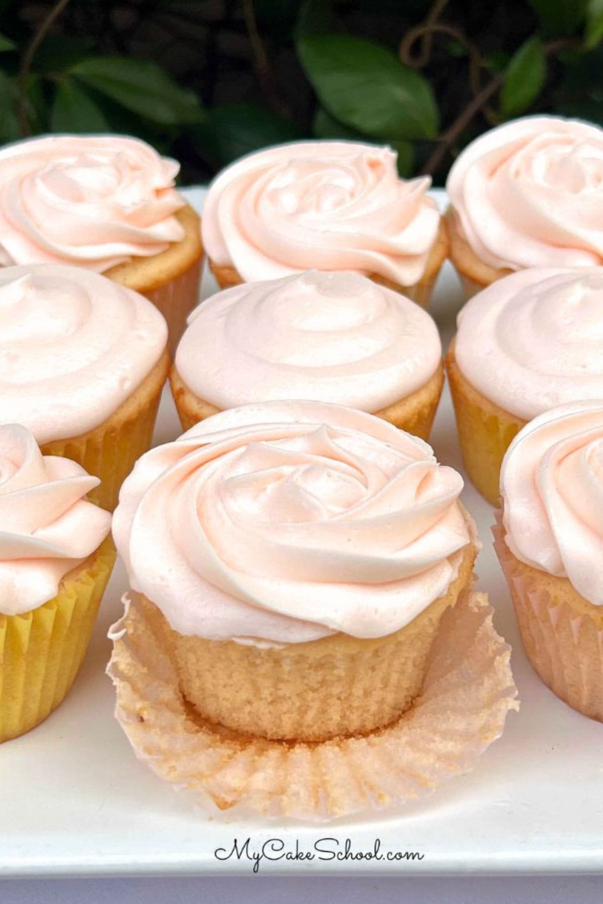 Pink Champagne Cupcakes on a platter.