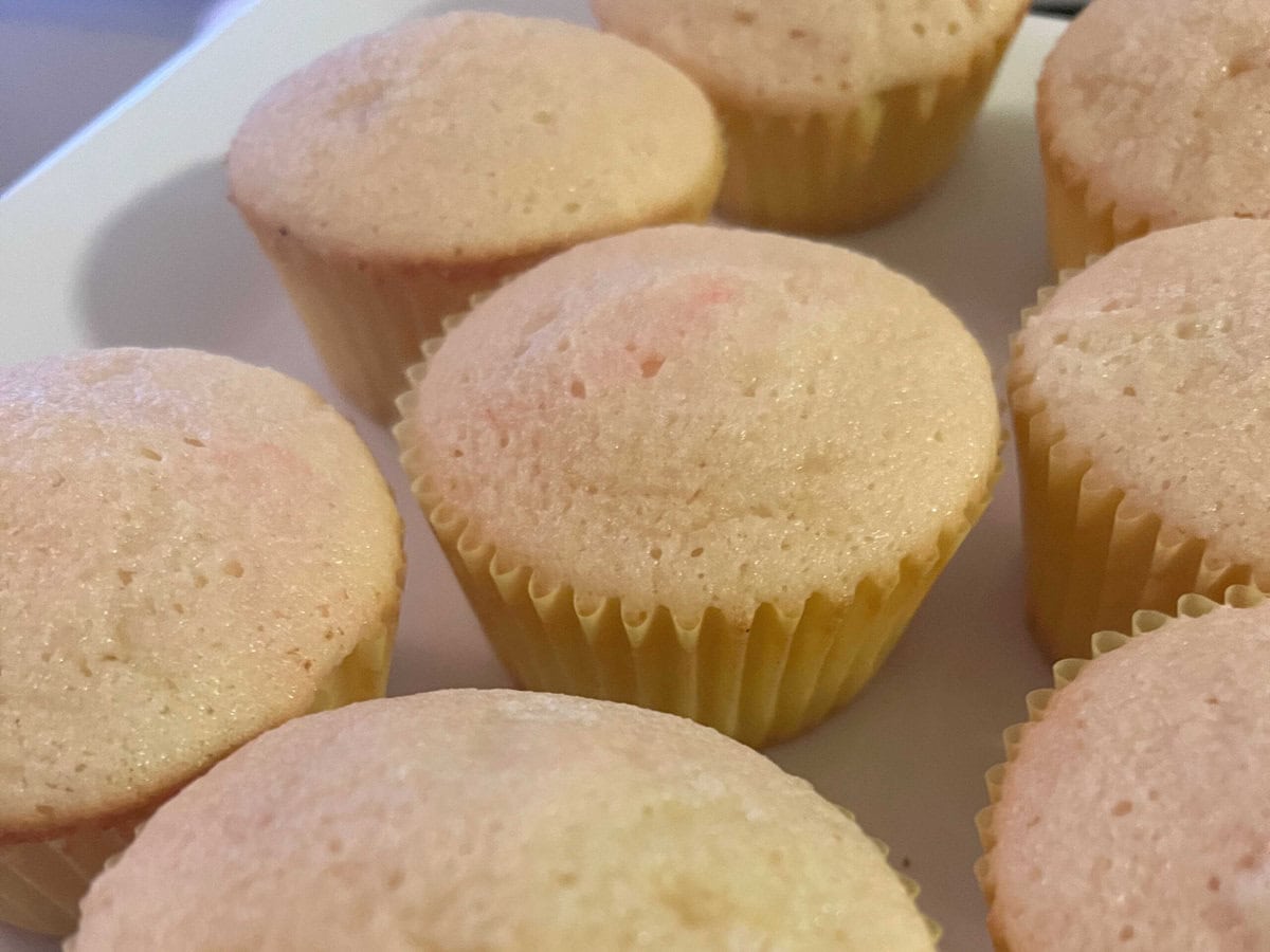 Pink Champagne Cupcakes, freshly baked.