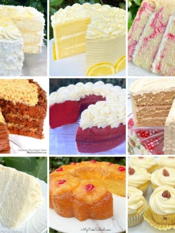 Photo grid of winter cakes for the holidays