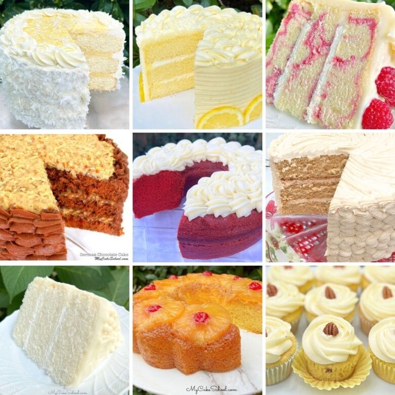 Photo grid of winter cakes for the holidays