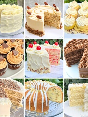 Photo grid of favorite nutty cake recipes.