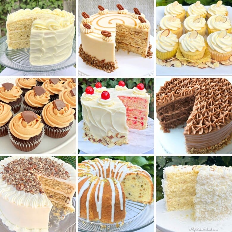 Photo grid of favorite nutty cake recipes.