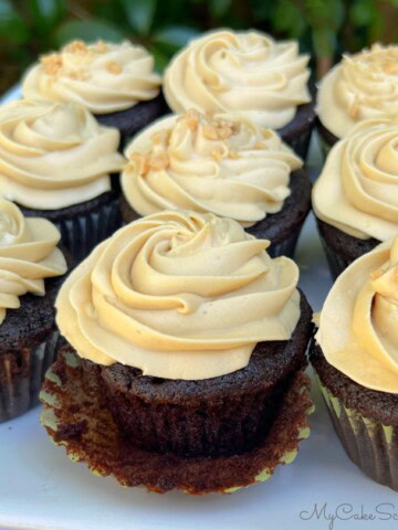 Mocha Cupcakes on a platter.