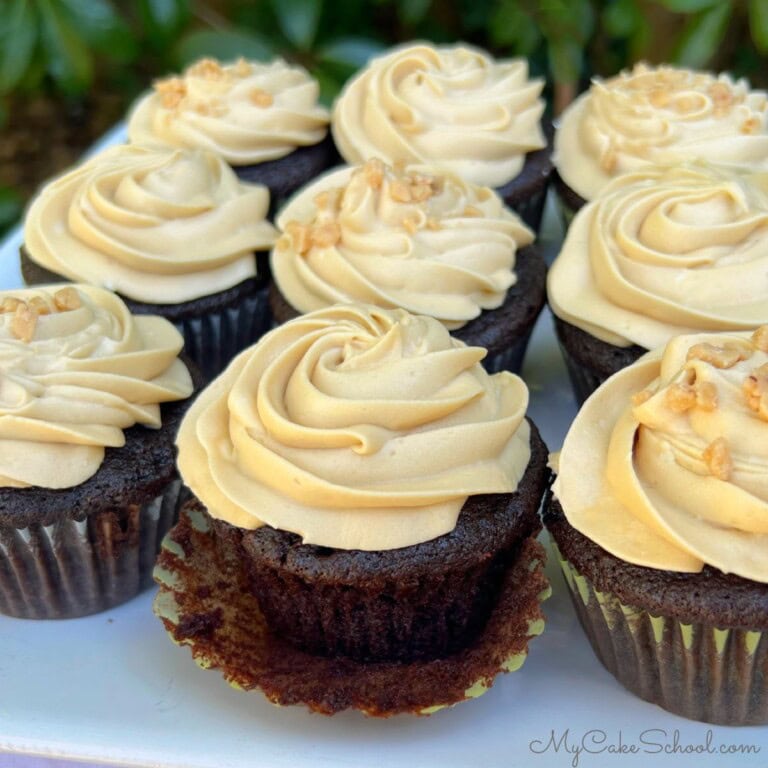 Mocha Cupcakes on a platter.