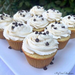 Cannoli Cupcakes on a platter.