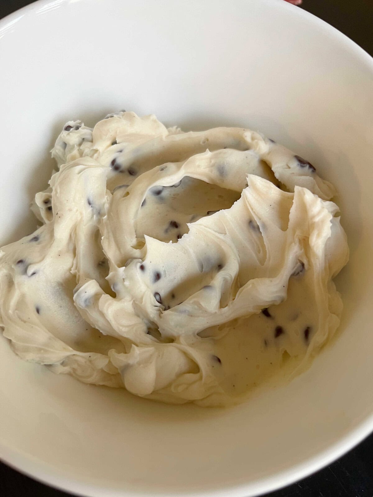 Mascarpone Chocolate Chip Filling in a bowl